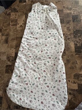 Perlim pinpin White Floral-Print Baby Sleep Sack with Leaves 2 years